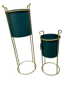 Set 2 portavasi in metallo oro e verde, collezione Grent Slim | Mauro Ferretti -MAURO FERRETTI 2
