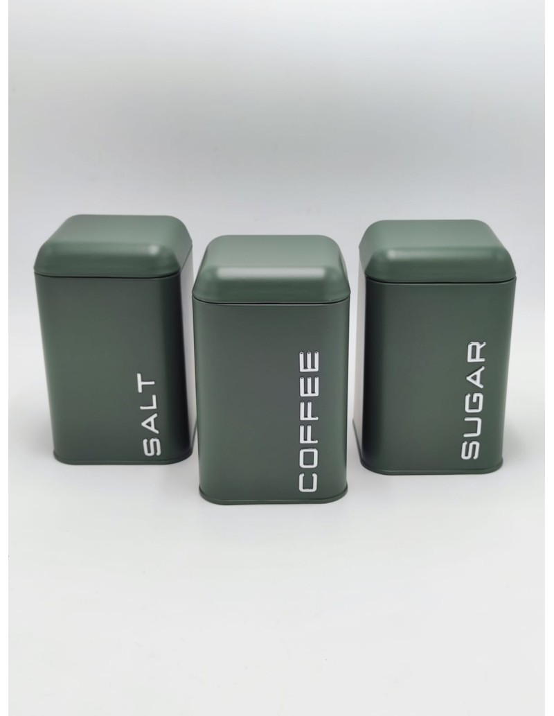 Set 3 barattoli in metallo verde stile vintage | Evviva -Evviva