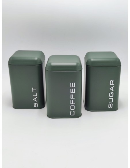 Set 3 barattoli in metallo verde stile vintage | Evviva -Evviva