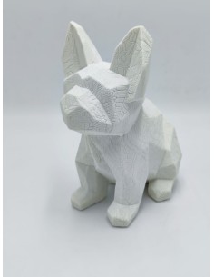 Statua Cane seduto in poliresina con decorazione a rilievo, H 31,5 cm | Evviva -evviva 2