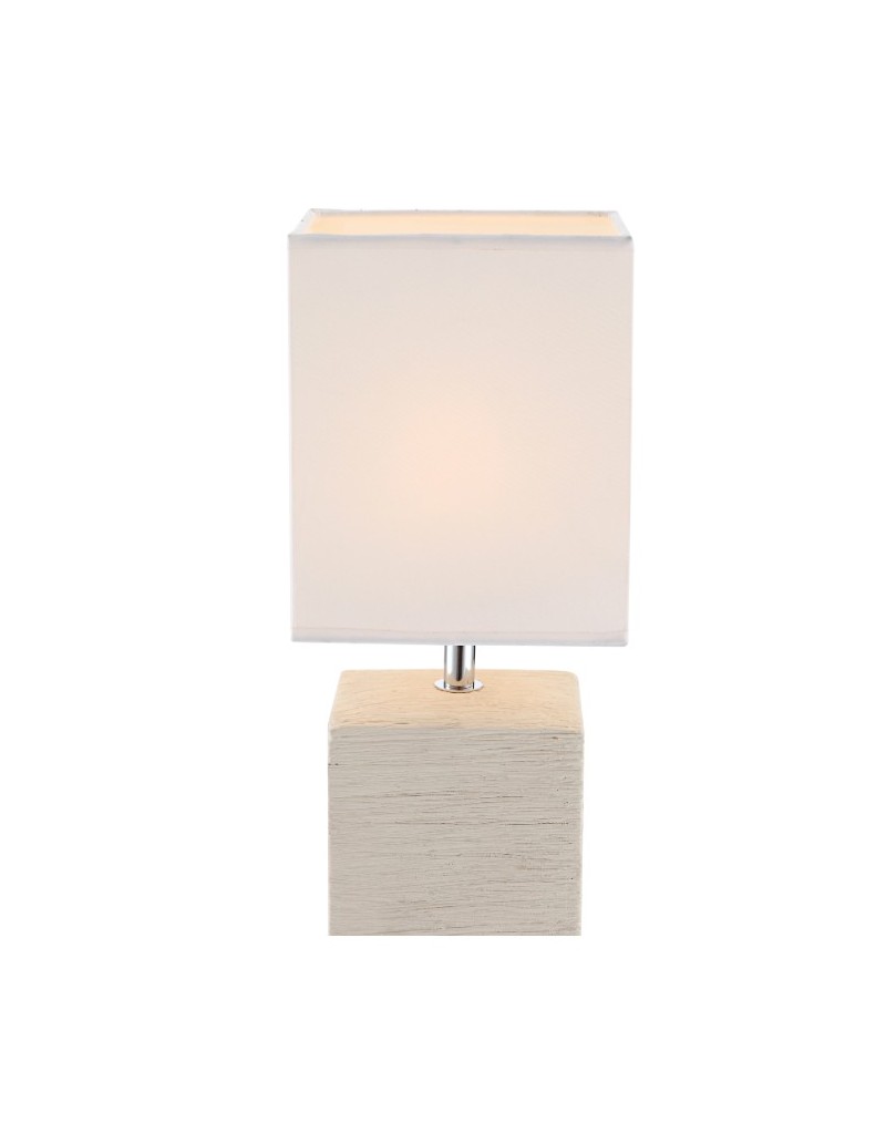 Lampada da tavolo Geri quadrata in ceramica beige con paralume bianco, E14 | Globo Lighting -GLOBO LIGHTING