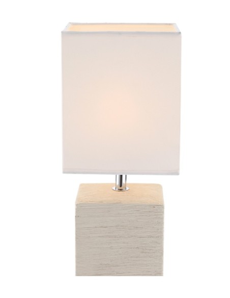 Lampada da tavolo Geri quadrata in ceramica beige con paralume bianco, E14 | Globo Lighting -GLOBO LIGHTING
