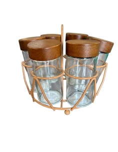 Set spezie in vetro con coperchio in acacia 90 ml | Villa d'Este -VILLA D' ESTE