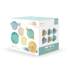 Marea servizio piatti 18 pezzi in porcellana, 6 colori con decori tropicali | Villa d'Este -VILLA D' ESTE 2