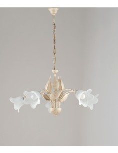 Lampadario Olga a 5 luci in ferro battuto avorio e oro, Ø 68 cm | Bonetti Illumina -BONETTI ILLUMINA