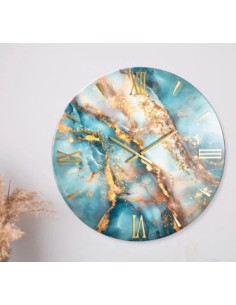 Orologio da parete Galassia Ø 60 cm effetto marmo e oro, numeri oro lucido | Artidea -ARTIDEA