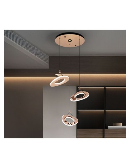 Lampadario a sospensione LED 60 W oro rosa e acrilico, CCT con telecomando | Schuller -SCHULLER