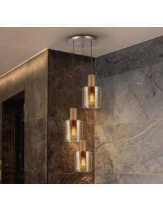 Lampada a sospensione Venize 3 pendenti in vetro ambra e rame satinato, E27 | Schuller -SCHULLER 2