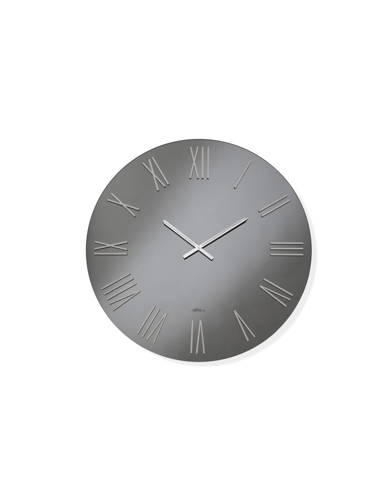 Orologio da parete Mirian Ø 80 cm in vetro fumé, numeri e lancette cromo | Abitarte -ABITARTE