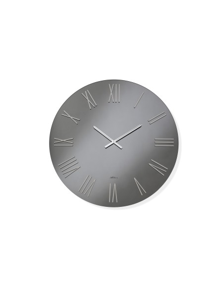 Orologio da parete Mirian Ø 80 cm in vetro fumé, numeri e lancette cromo | Abitarte -ABITARTE