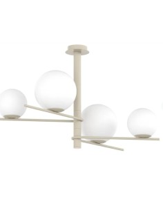 Sospensione o plafoniera Boomerang a 4 luci in metallo sabbia e vetro bianco | Top Light -TOP LIGHT