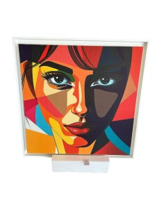 Quadro su tela con immagine colorata e cornice bianca, 86x86 cm | Abitarte -ABITARTE