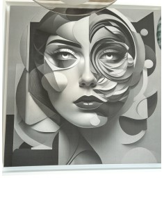 Quadro su tela 86x86 cm con immagine in bianco e grigio e cornice bianca | Abitarte -ABITARTE