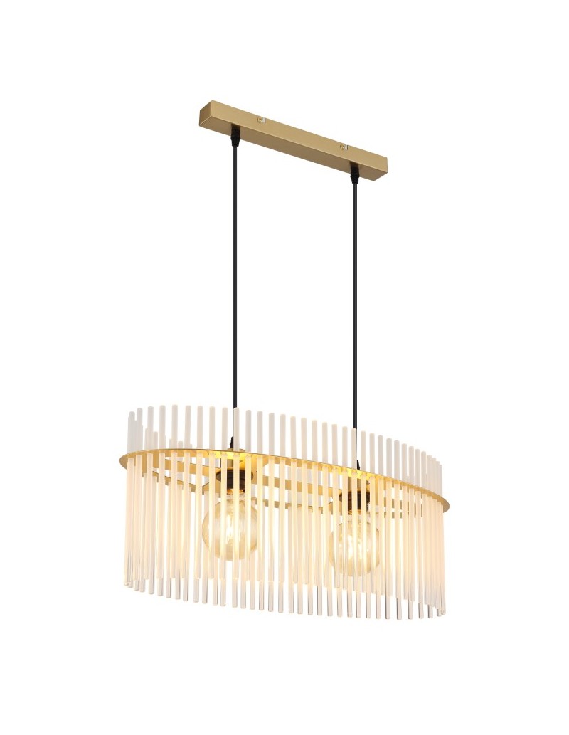 Lampada a sospensione Gorley ovale 60x23 in vetro opale e metallo oro satinato, E27 | Globo Lighting -GLOBO LIGHTING