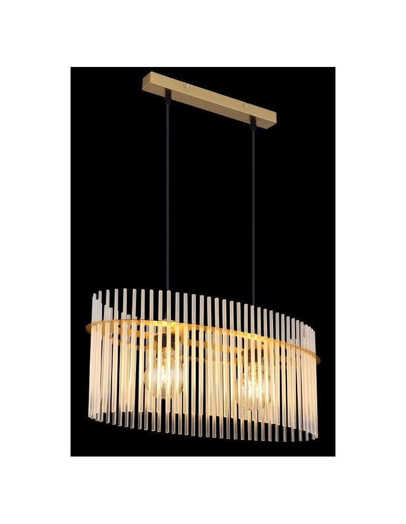 Lampada a sospensione Gorley ovale 60x23 in vetro opale e metallo oro satinato, E27 | Globo Lighting -GLOBO LIGHTING