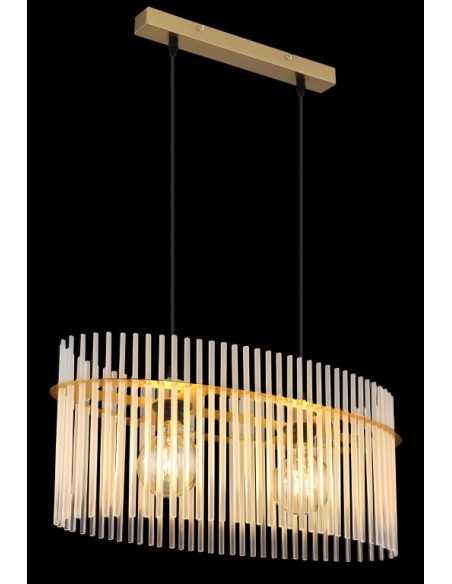 Lampada a sospensione Gorley ovale 60x23 in vetro opale e metallo oro satinato, E27 | Globo Lighting -GLOBO LIGHTING