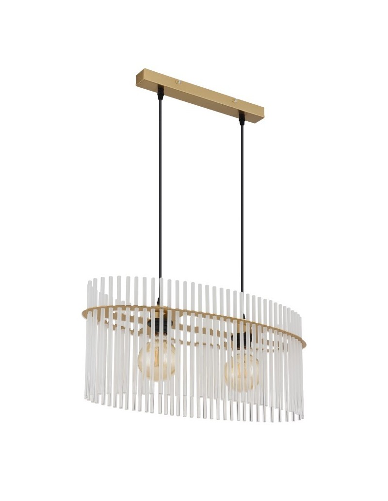 Lampada a sospensione Gorley ovale 60x23 in vetro opale e metallo oro satinato, E27 | Globo Lighting -GLOBO LIGHTING