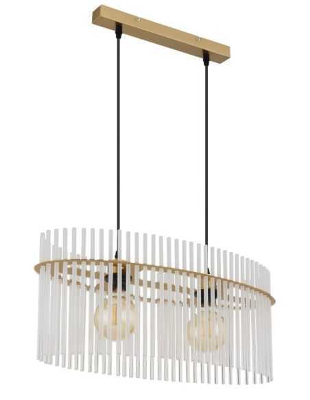 Lampada a sospensione Gorley ovale 60x23 in vetro opale e metallo oro satinato, E27 | Globo Lighting -GLOBO LIGHTING