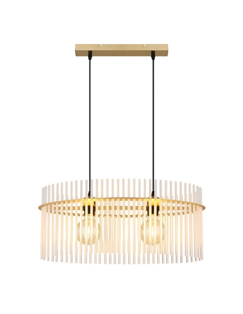 Lampada a sospensione Gorley ovale 60x23 in vetro opale e metallo oro satinato, E27 | Globo Lighting -GLOBO LIGHTING