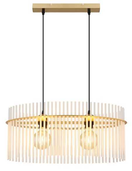 Lampada a sospensione Gorley ovale 60x23 in vetro opale e metallo oro satinato, E27 | Globo Lighting -GLOBO LIGHTING