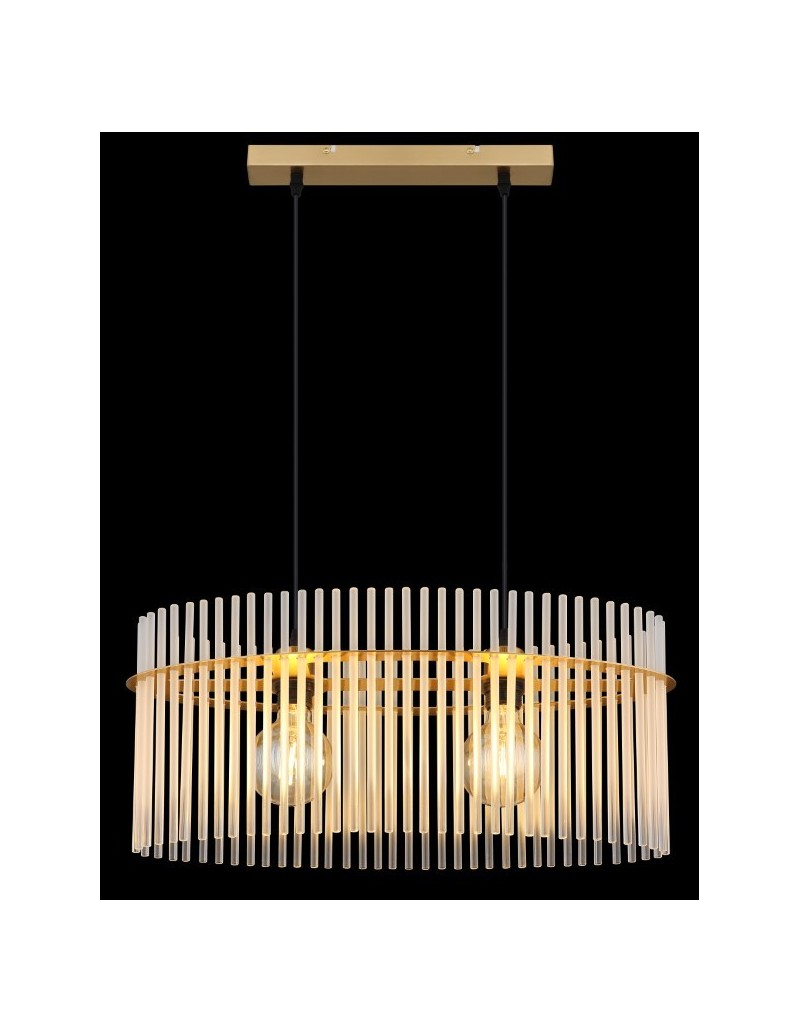 Lampada a sospensione Gorley ovale 60x23 in vetro opale e metallo oro satinato, E27 | Globo Lighting -GLOBO LIGHTING