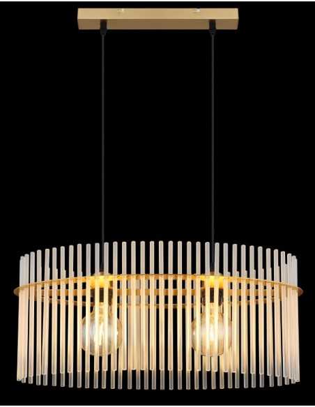 Lampada a sospensione Gorley ovale 60x23 in vetro opale e metallo oro satinato, E27 | Globo Lighting -GLOBO LIGHTING