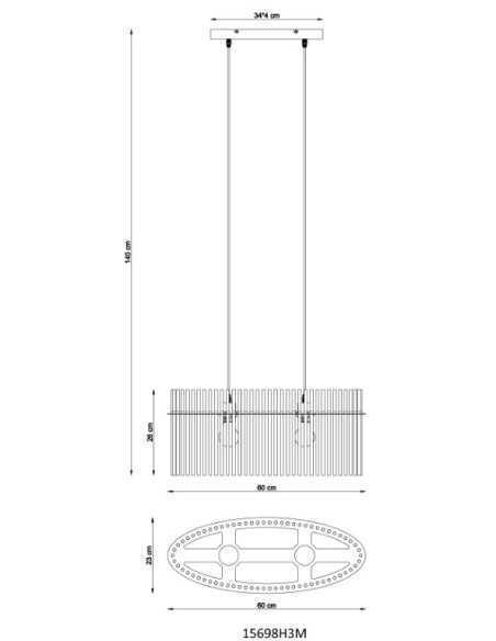 Lampada a sospensione Gorley ovale 60x23 in vetro opale e metallo oro satinato, E27 | Globo Lighting -GLOBO LIGHTING