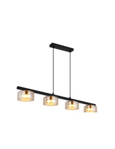 Sospensione Higgins a 4 paralumi in vetro ambra, nero e oro, LED GX53 1800K | Globo Lighting -GLOBO LIGHTING