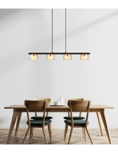 Sospensione Higgins a 4 paralumi in vetro ambra, nero e oro, LED GX53 1800K | Globo Lighting -GLOBO LIGHTING 2