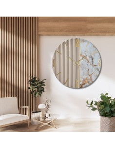 Orologio da parete Frida Ø 80 cm in legno cannettato laccato, effetto marmo | Artidea -ARTIDEA 2