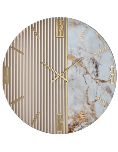 Orologio da parete Frida Ø 80 cm in legno cannettato laccato, effetto marmo | Artidea -ARTIDEA