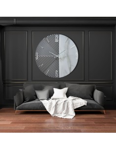 Orologio da parete Penelope Ø 80 cm in vetro specchiato, legno e marmo grigio | Artidea -ARTIDEA 2