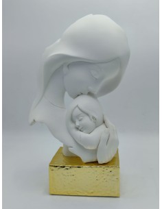 Statua Maternità in resina marmorino bianco e oro, H 34 cm | Bongelli Preziosi -BONGELLI PREZIOSI