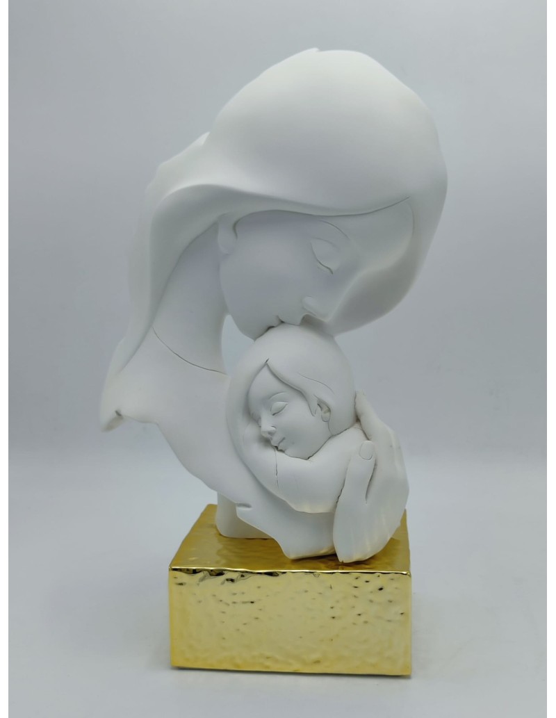 Statua Maternità in resina marmorino bianco e oro, H 34 cm | Bongelli Preziosi -BONGELLI PREZIOSI