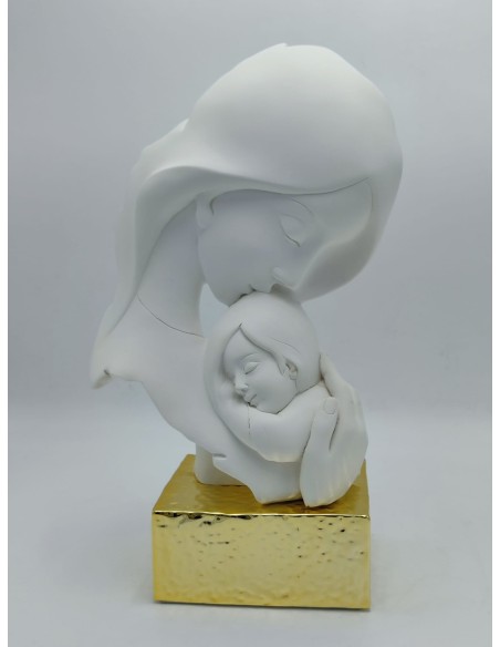 Statua Maternità in resina marmorino bianco e oro, H 34 cm | Bongelli Preziosi -BONGELLI PREZIOSI