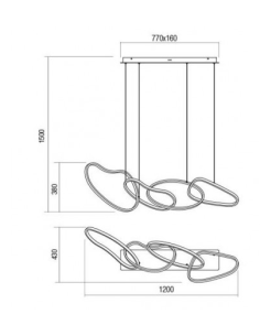 Sospensione LED Bias 120 cm a 4 elementi in alluminio nero opaco, 90 W CCT dimmer | Redo -REDO GROUP 2