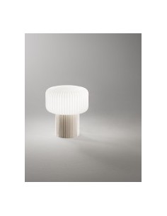 Lumetto Otty in ceramica plissettata grigia con diffusore in vetro bianco, G9 | Perenz -PERENZ
