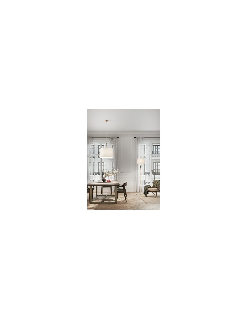 Piantana Abaco in ottone spazzolato con dettagli in ceramica multicolor, E27 | Perenz -PERENZ