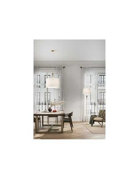 Piantana Abaco in ottone spazzolato con dettagli in ceramica multicolor, E27 | Perenz -PERENZ