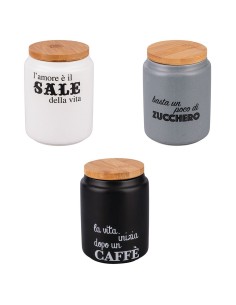 Idee set 3 barattoli ermetici sale, zucchero e caffè in ceramica opaca 900 ml | Villa d'Este -VILLA D' ESTE