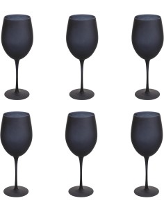Set 6 calici vino frosted effetto ghiaccio Happy Hour Nero | Villa d'Este -VILLA D' ESTE