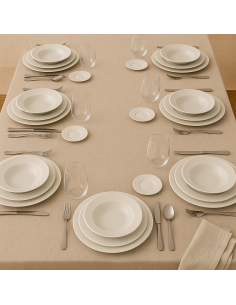 Horeca servizio piatti 24 pezzi in porcellana panna opaca e lucida | Villa d'Este -VILLA D' ESTE