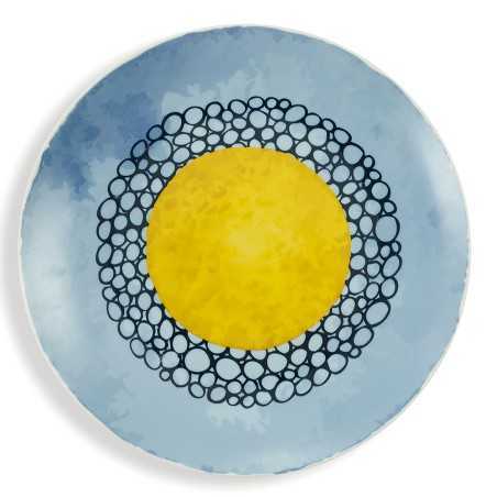 Marea servizio piatti 18 pezzi in porcellana, 6 colori con decori tropicali | Villa d'Este -VILLA D' ESTE