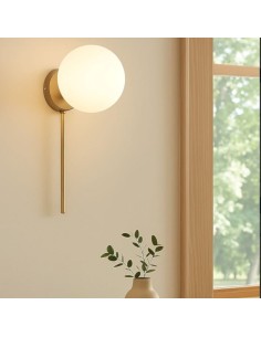 Applique Jewel in metallo oro con sfera in vetro bianco, H 32 cm, E14 | Ondaluce -ONDALUCE