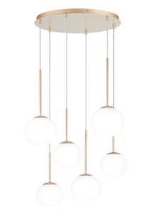 Lampadario a sospensione Jewel oro con 6 sfere in vetro soffiato, E14 | Ondaluce -ONDALUCE 2