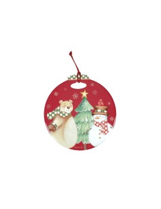 Decorazione natalizia Racconti sfera rossa in ceramica e sughero, Ø 20 cm | Brandani -BRANDANI