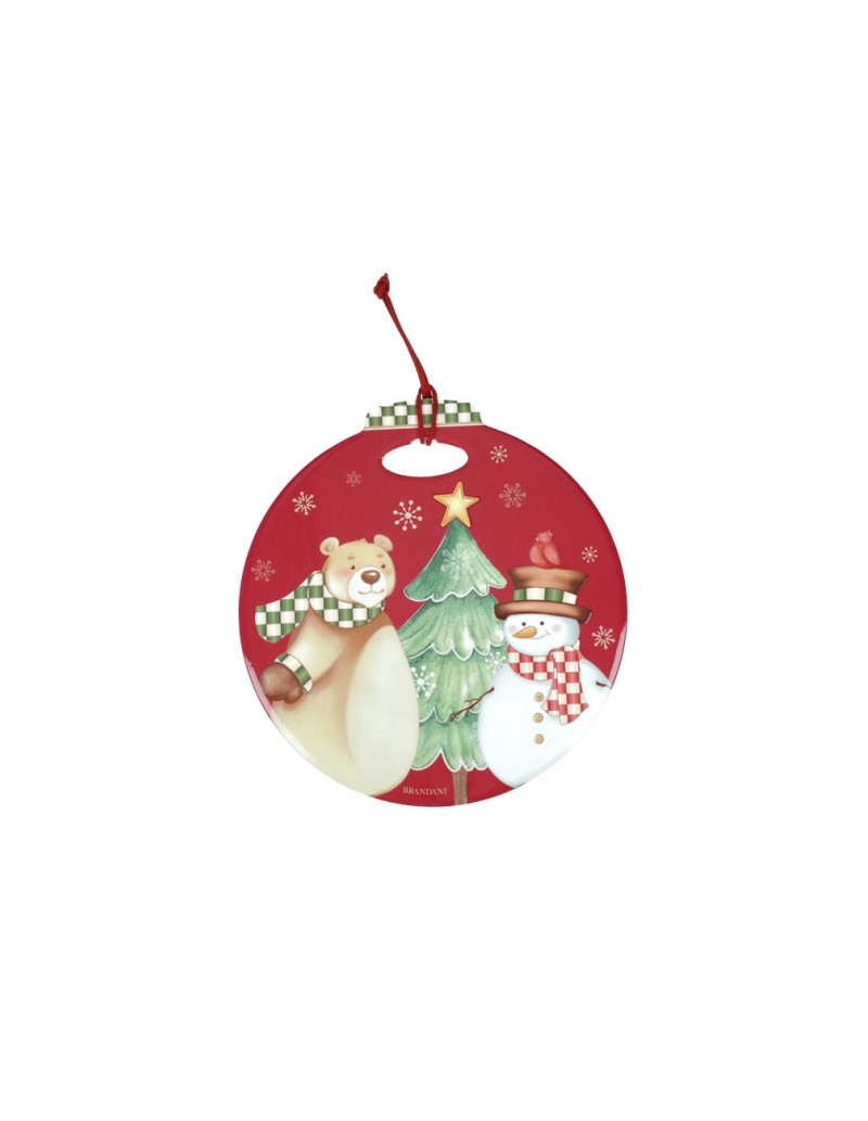 Decorazione natalizia Racconti sfera rossa in ceramica e sughero, Ø 20 cm | Brandani -BRANDANI