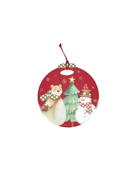 Decorazione natalizia Racconti sfera rossa in ceramica e sughero, Ø 20 cm | Brandani -BRANDANI