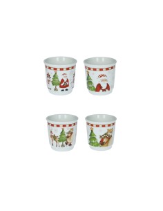 Racconti set 4 bicchierini natalizi in new bone china | Brandani -BRANDANI