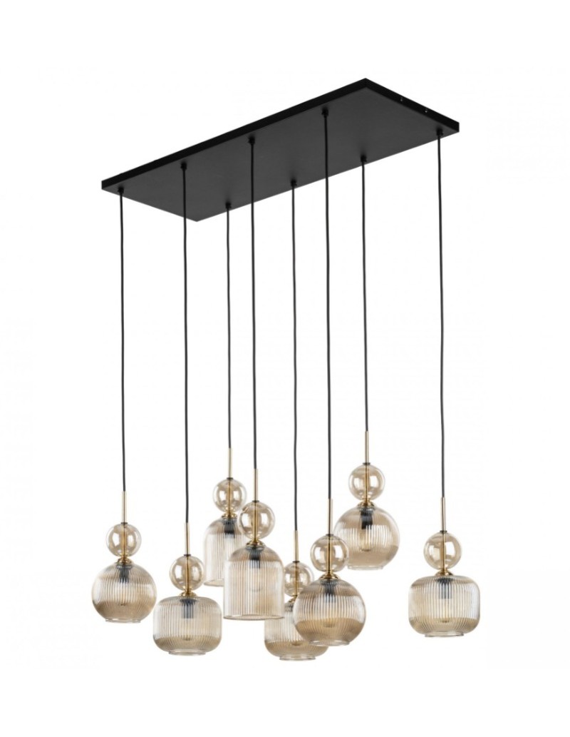 Lampada a sospensione Sophia lineare con pendenti in vetro ambra, 8 luci | TK Lighting -TK LIGHTING